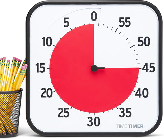 12 inch Visual Timer 60 Minute Kids Desk Countdown Clock with Dry Erase Activity Card, Also Magnetic for Classroom, Homeschooling Study Tool, Task Reminder, Home and Kitchen Timer