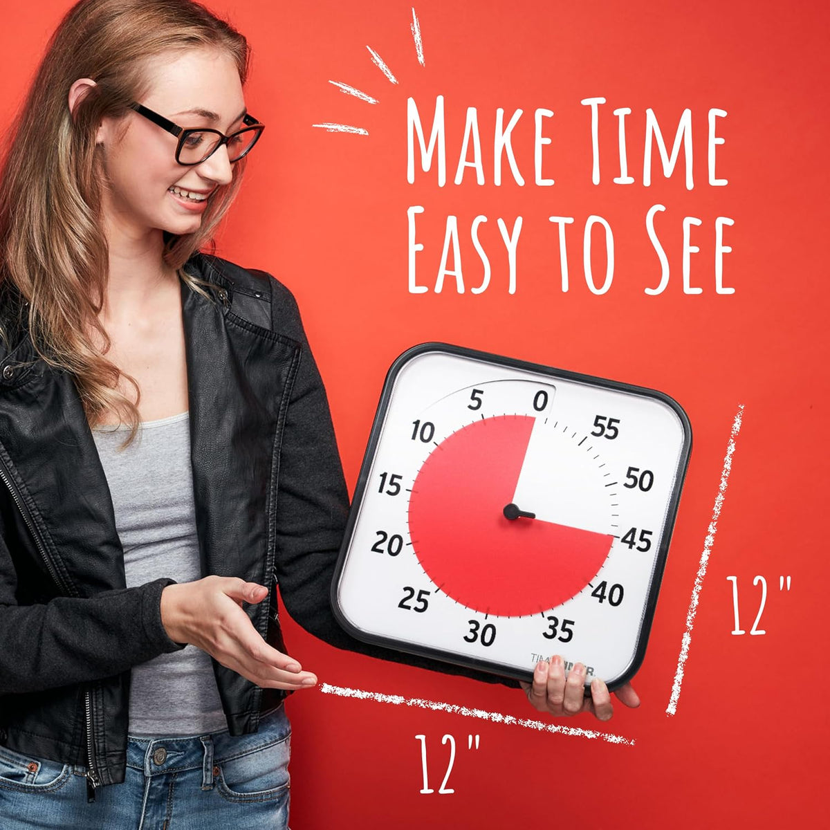 12 inch Visual Timer 60 Minute Kids Desk Countdown Clock with Dry Erase Activity Card, Also Magnetic for Classroom, Homeschooling Study Tool, Task Reminder, Home and Kitchen Timer