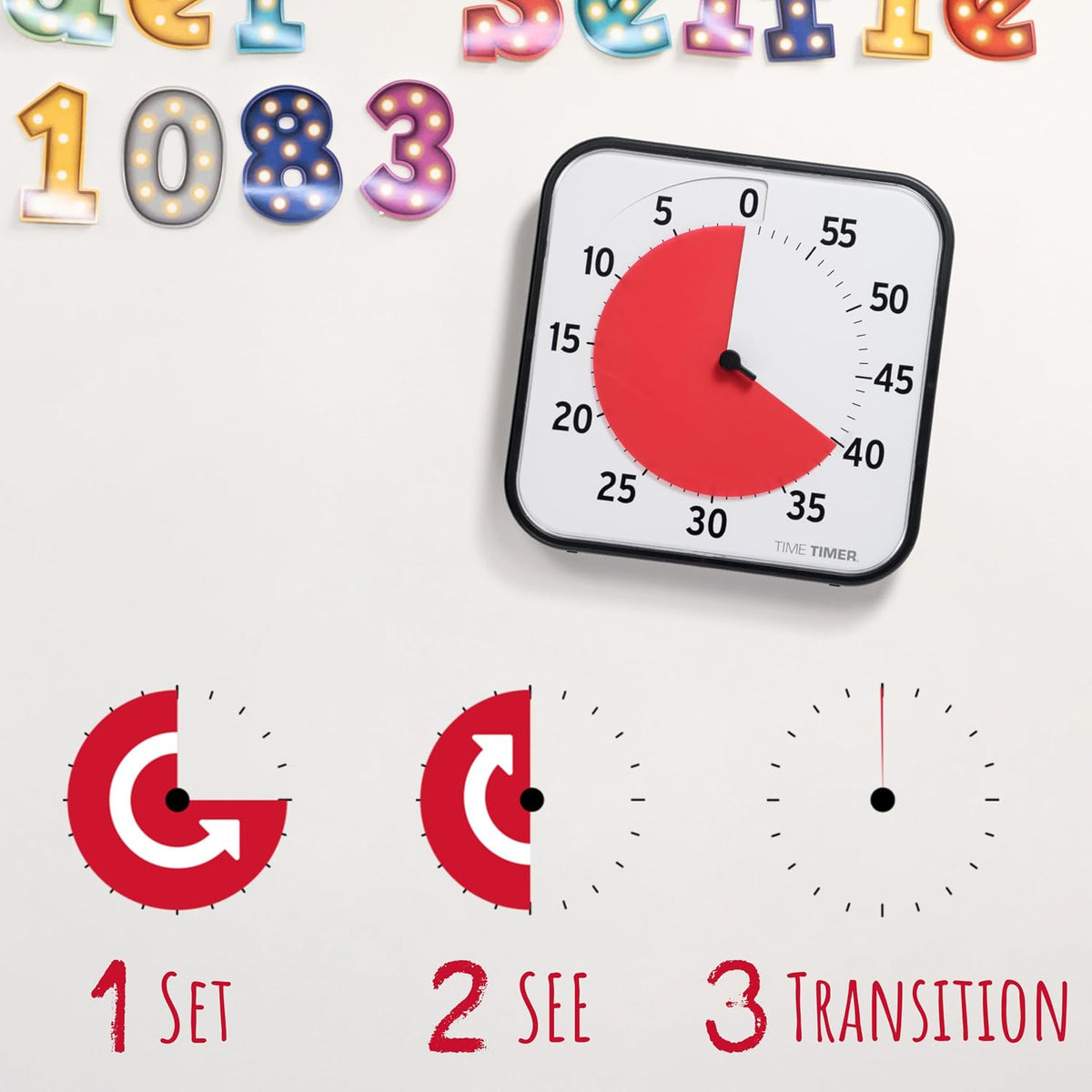 12 inch Visual Timer 60 Minute Kids Desk Countdown Clock with Dry Erase Activity Card, Also Magnetic for Classroom, Homeschooling Study Tool, Task Reminder, Home and Kitchen Timer