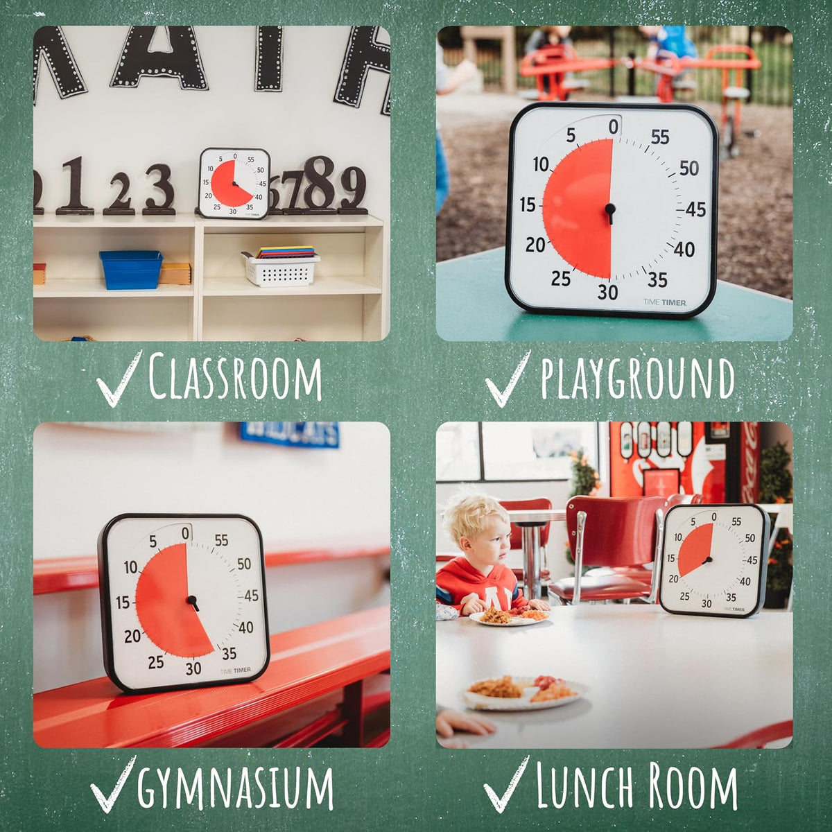 12 inch Visual Timer 60 Minute Kids Desk Countdown Clock with Dry Erase Activity Card, Also Magnetic for Classroom, Homeschooling Study Tool, Task Reminder, Home and Kitchen Timer