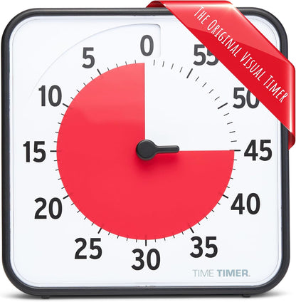 12 inch Visual Timer 60 Minute Kids Desk Countdown Clock with Dry Erase Activity Card, Also Magnetic for Classroom, Homeschooling Study Tool, Task Reminder, Home and Kitchen Timer