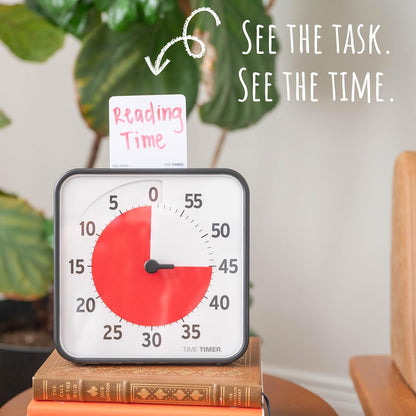 12 inch Visual Timer 60 Minute Kids Desk Countdown Clock with Dry Erase Activity Card, Also Magnetic for Classroom, Homeschooling Study Tool, Task Reminder, Home and Kitchen Timer