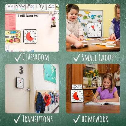 12 inch Visual Timer 60 Minute Kids Desk Countdown Clock with Dry Erase Activity Card, Also Magnetic for Classroom, Homeschooling Study Tool, Task Reminder, Home and Kitchen Timer