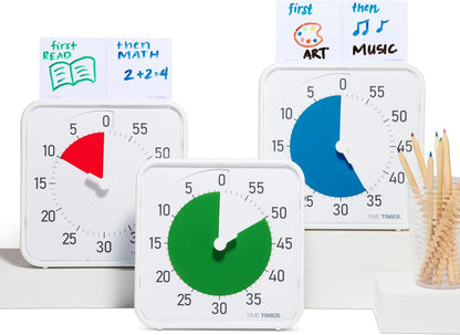 12 inch Visual Timer 60 Minute Kids Desk Countdown Clock with Dry Erase Activity Card, Also Magnetic for Classroom, Homeschooling Study Tool, Task Reminder, Home and Kitchen Timer