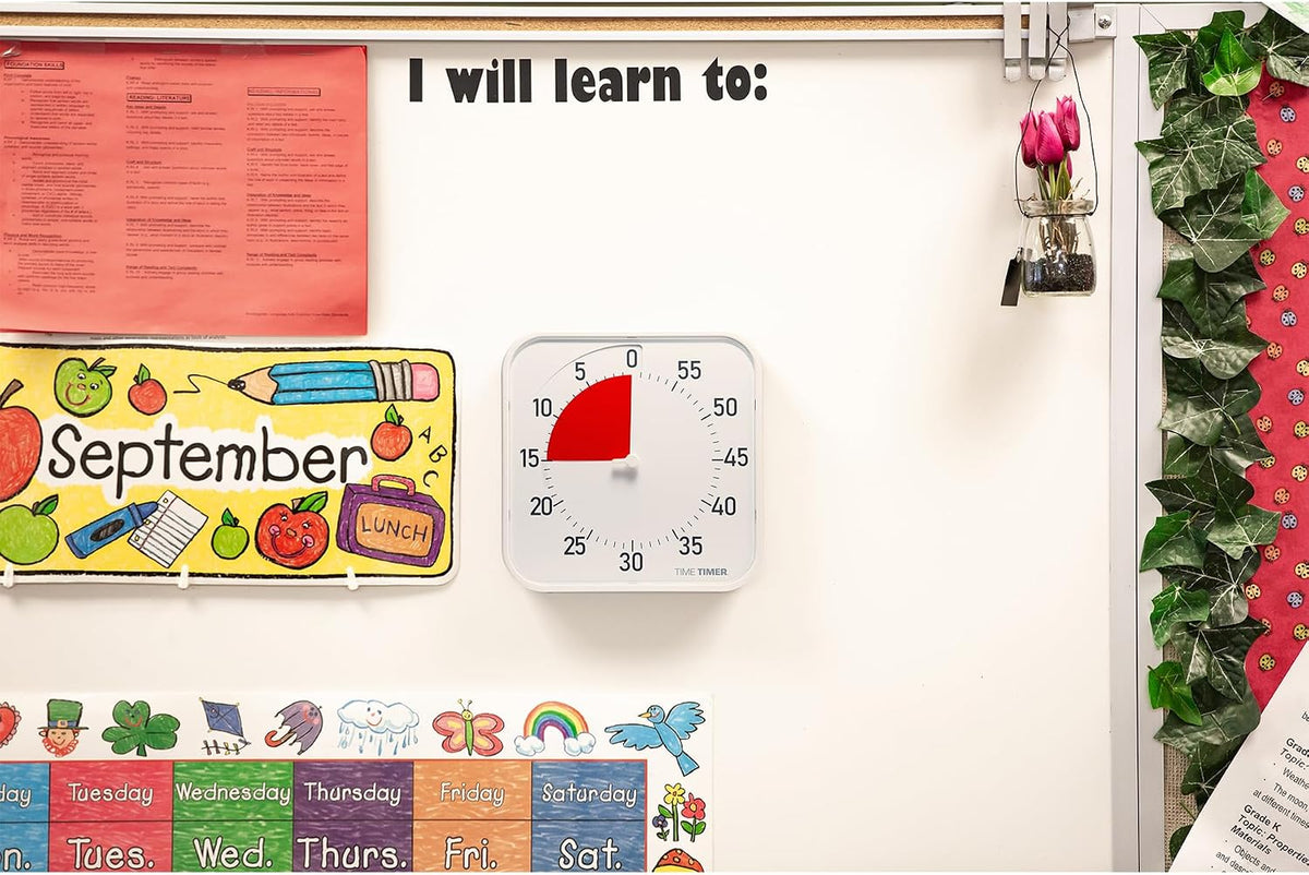 12 inch Visual Timer 60 Minute Kids Desk Countdown Clock with Dry Erase Activity Card, Also Magnetic for Classroom, Homeschooling Study Tool, Task Reminder, Home and Kitchen Timer