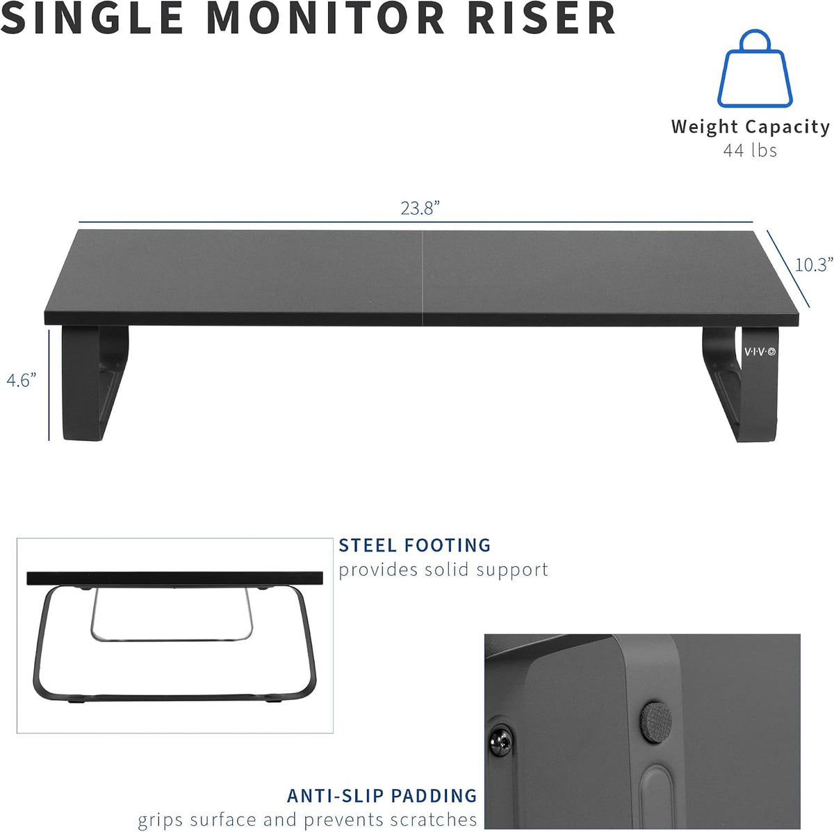 Monitor and Laptop Stand, 24 inch Desktop Riser, Black, STAND-V000D