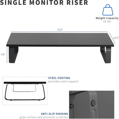 Monitor and Laptop Stand, 24 inch Desktop Riser, Black, STAND-V000D