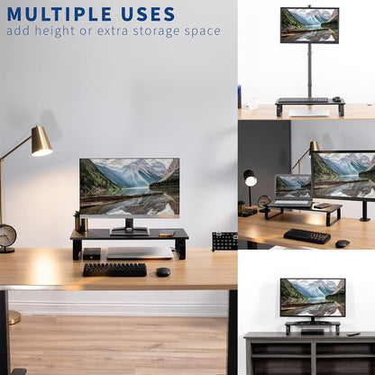 Monitor and Laptop Stand, 24 inch Desktop Riser, Black, STAND-V000D
