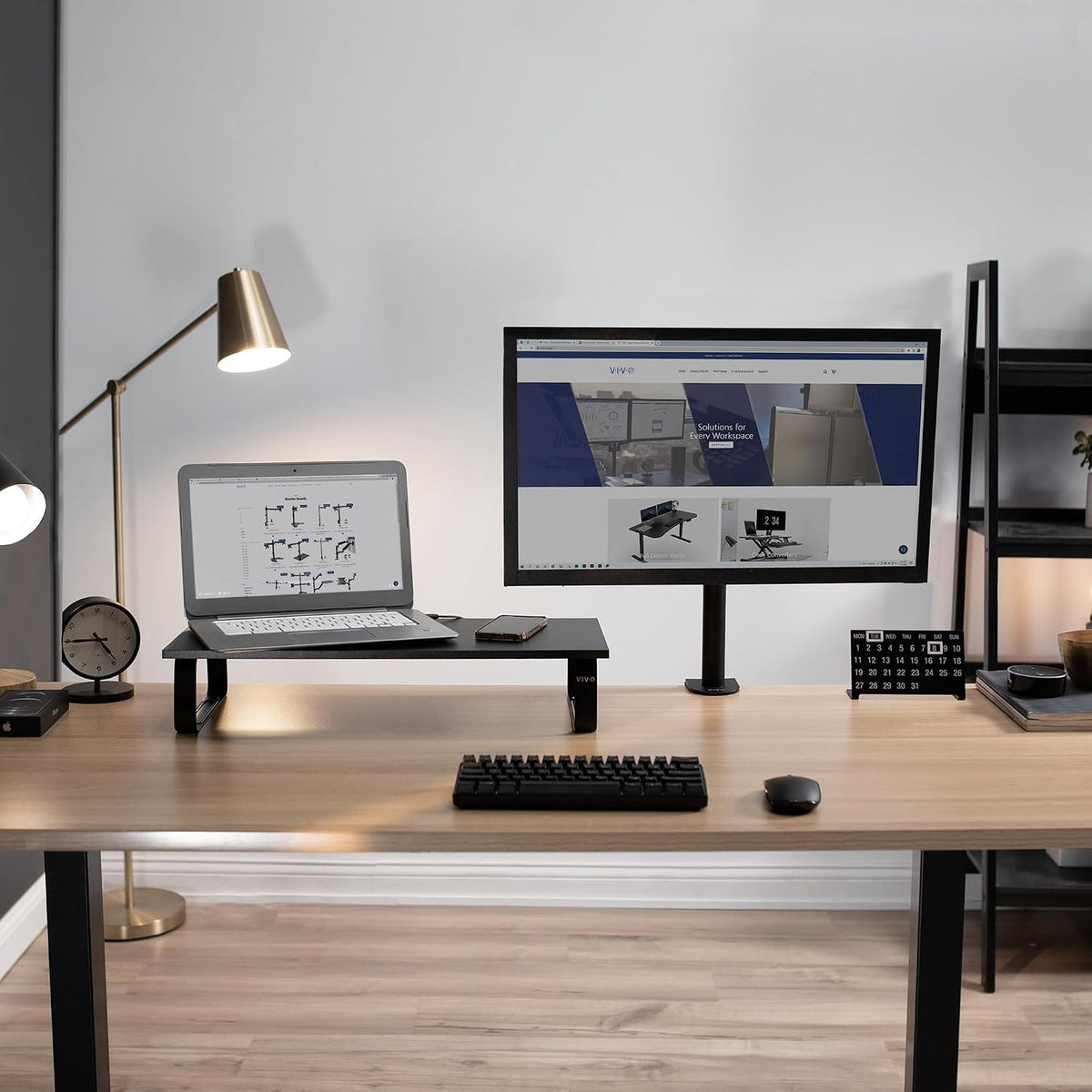 Monitor and Laptop Stand, 24 inch Desktop Riser, Black, STAND-V000D