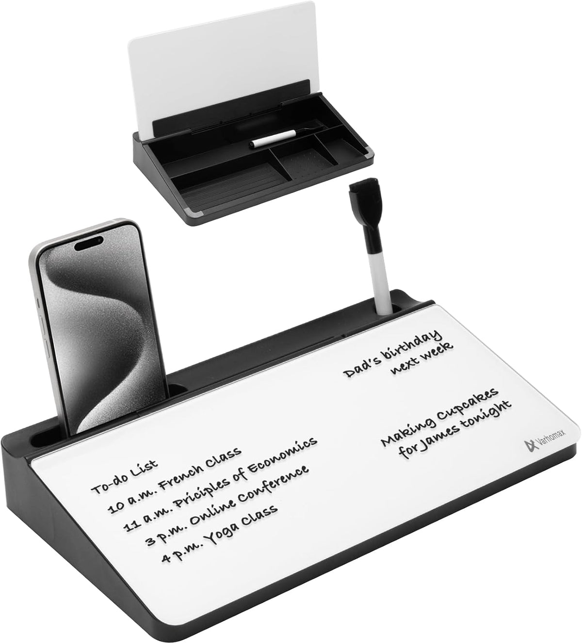 Small Glass Desk Whiteboard with Storage