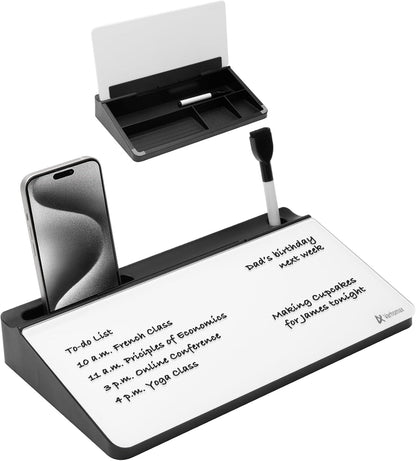 Small Glass Desk Whiteboard with Storage
