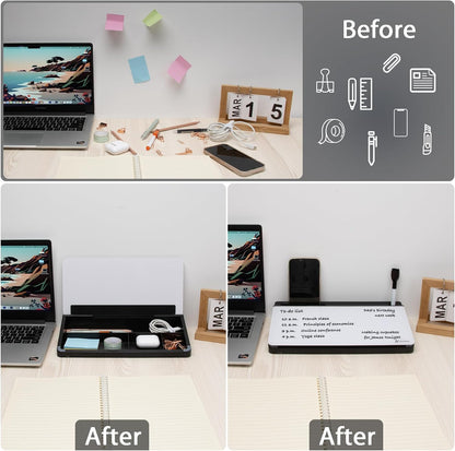 Small Glass Desk Whiteboard with Storage