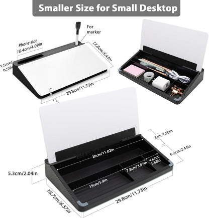Small Glass Desk Whiteboard with Storage