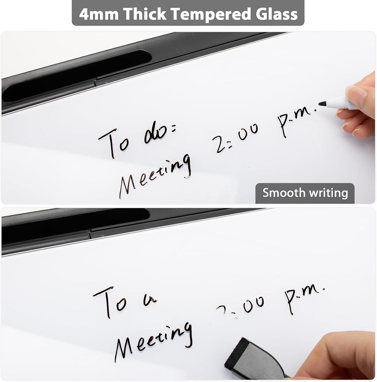 Small Glass Desk Whiteboard with Storage