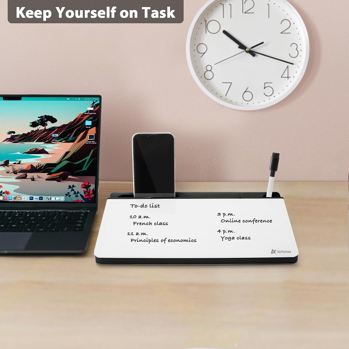Small Glass Desk Whiteboard with Storage