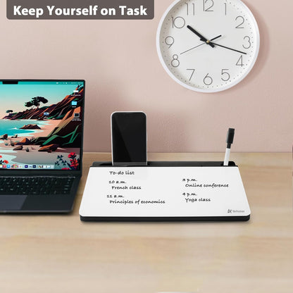 Small Glass Desk Whiteboard with Storage