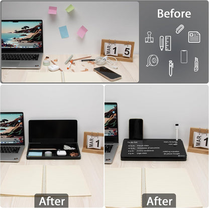 Small Glass Desk Whiteboard with Storage