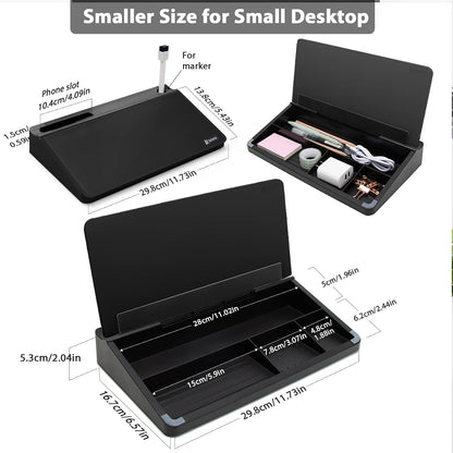 Small Glass Desk Whiteboard with Storage
