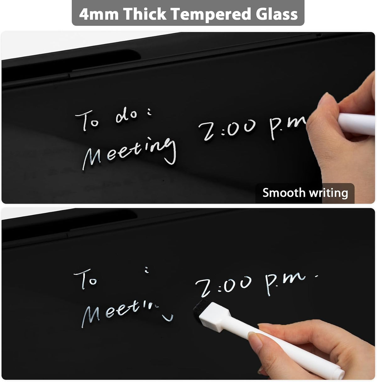 Small Glass Desk Whiteboard with Storage