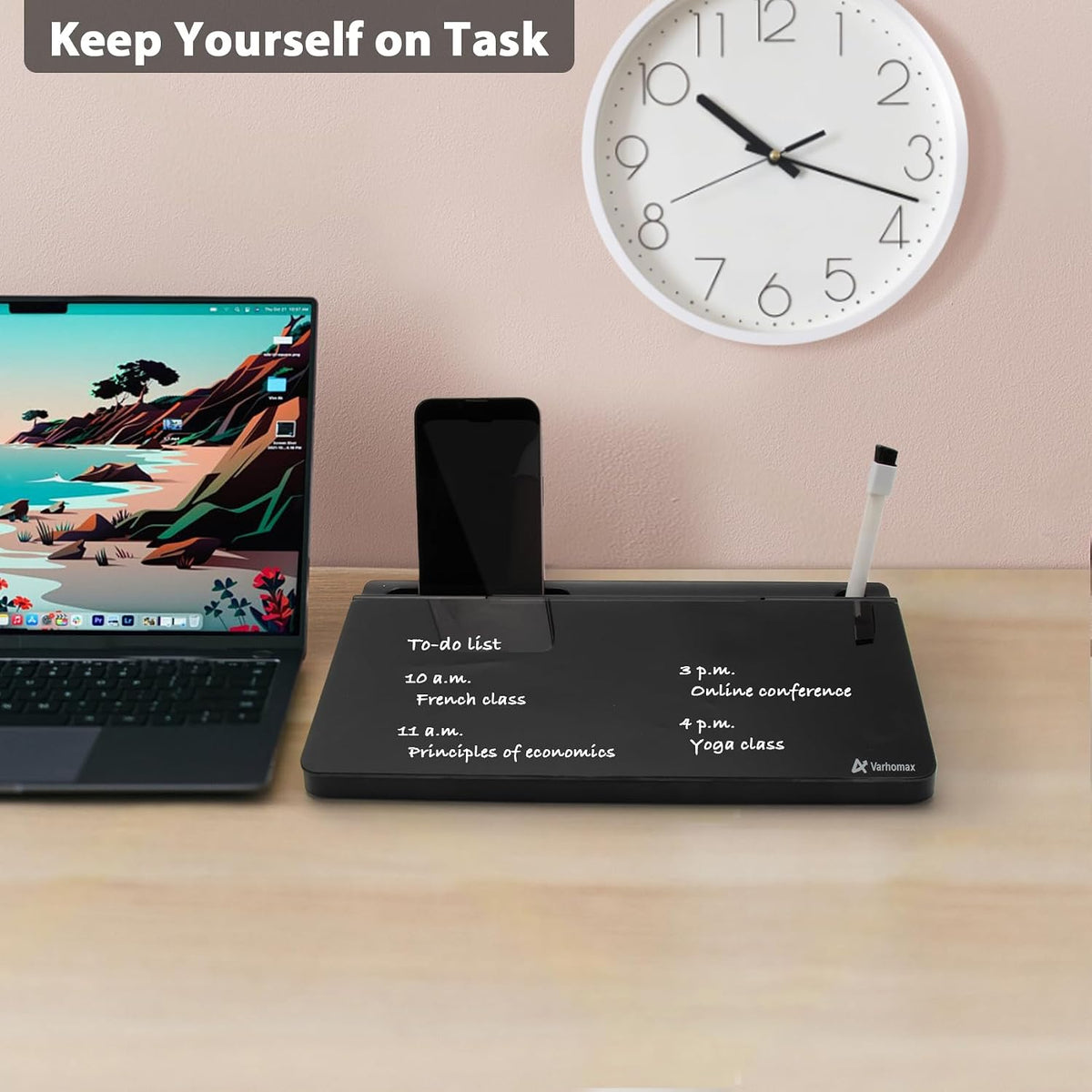 Small Glass Desk Whiteboard with Storage