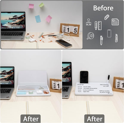 Small Glass Desk Whiteboard with Storage