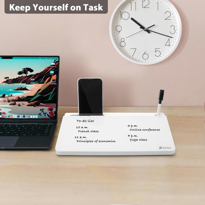 Small Glass Desk Whiteboard with Storage