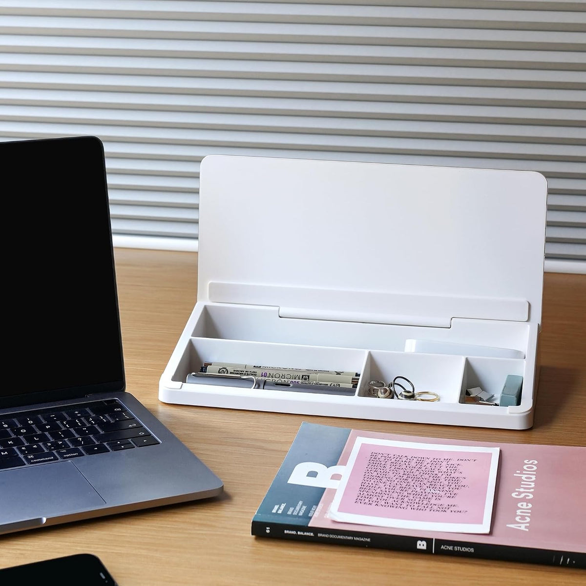 Small Glass Desk Whiteboard with Storage