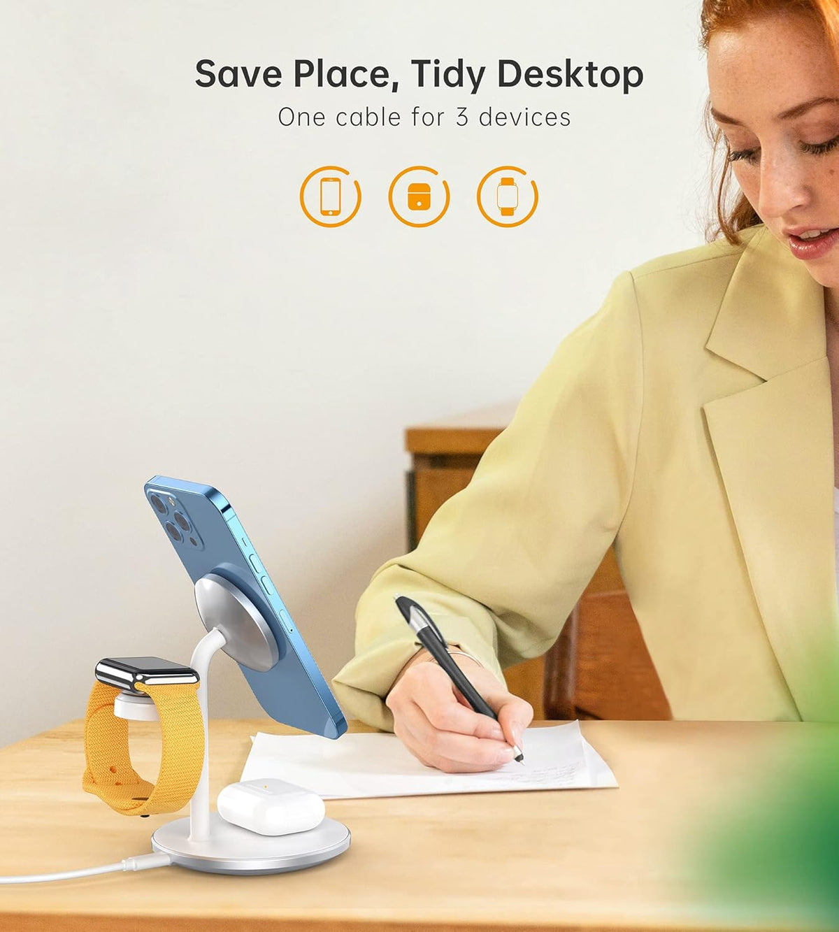 3 in 1 Magnetic Wireless Charging Station for Apple Devices,15W