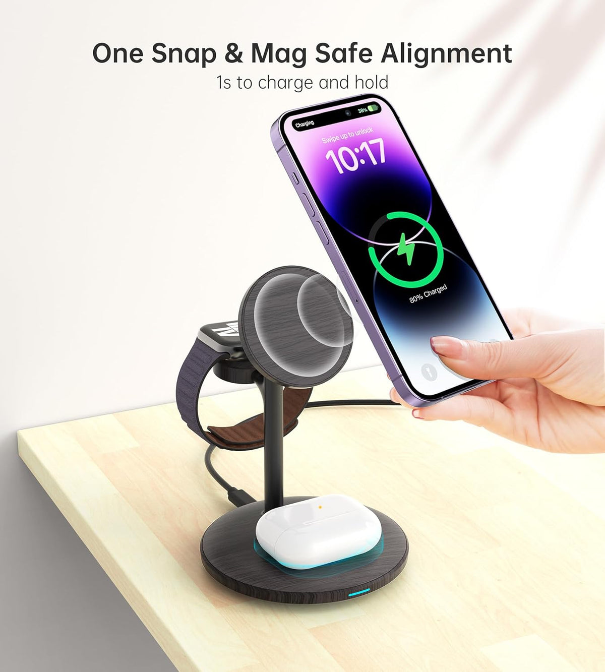 3 in 1 Magnetic Wireless Charging Station for Apple Devices,15W