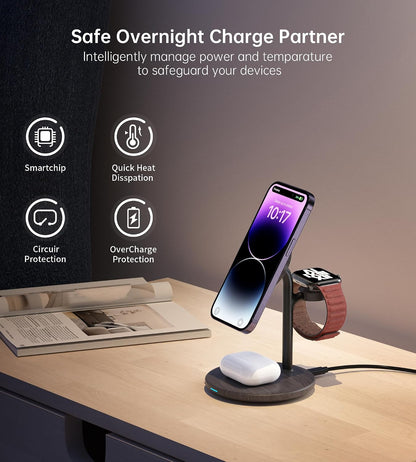 3 in 1 Magnetic Wireless Charging Station for Apple Devices,15W