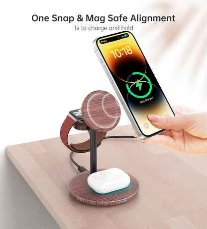 3 in 1 Magnetic Wireless Charging Station for Apple Devices,15W