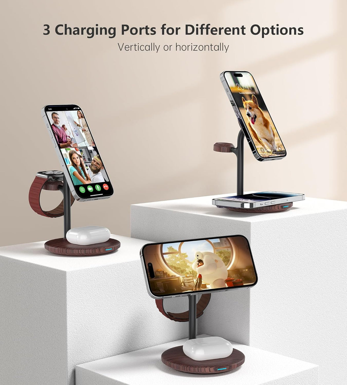 3 in 1 Magnetic Wireless Charging Station for Apple Devices,15W
