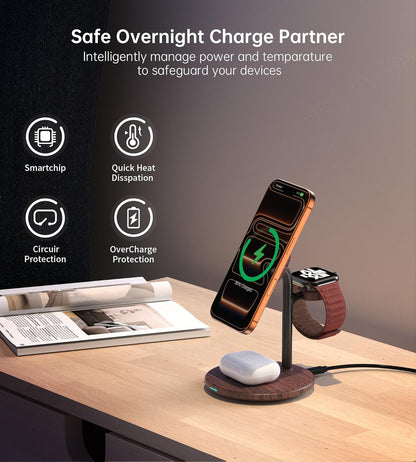 3 in 1 Magnetic Wireless Charging Station for Apple Devices,15W