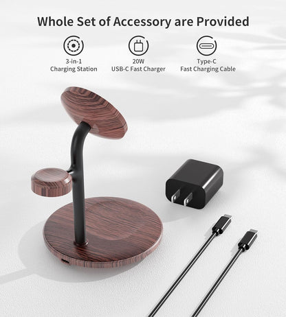 3 in 1 Magnetic Wireless Charging Station for Apple Devices,15W