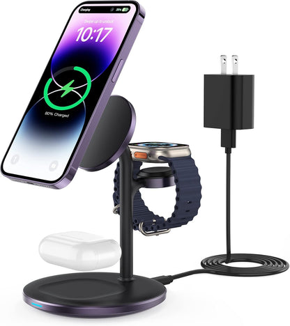 3 in 1 Magnetic Wireless Charging Station for Apple Devices,15W
