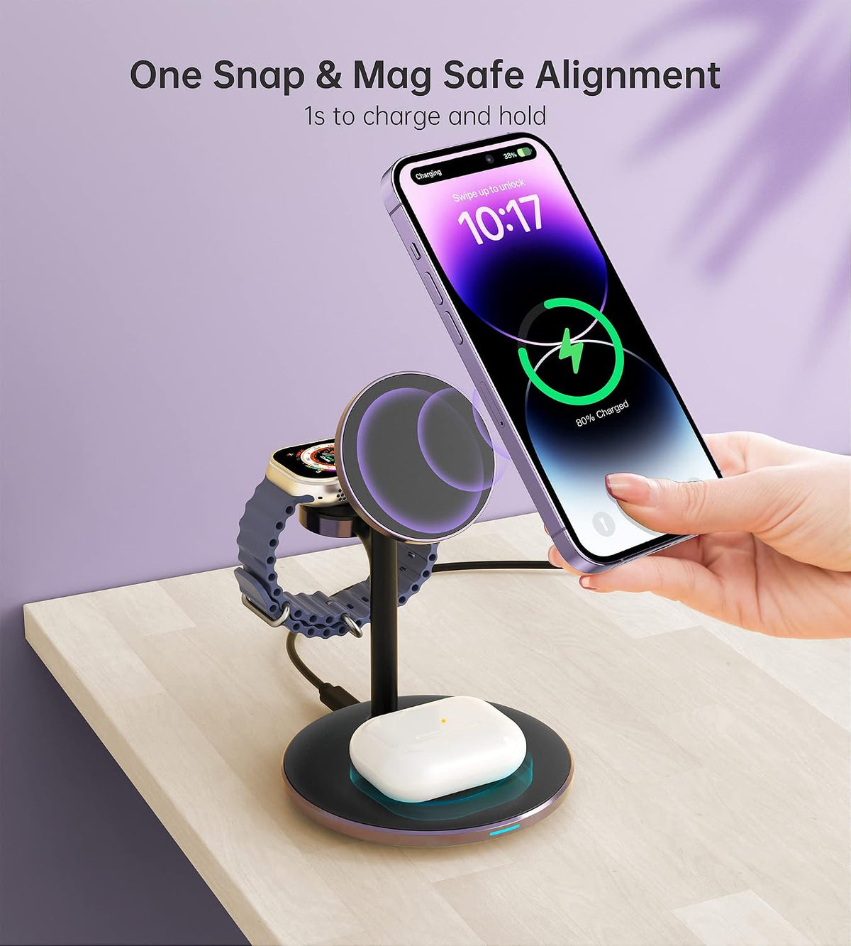 3 in 1 Magnetic Wireless Charging Station for Apple Devices,15W