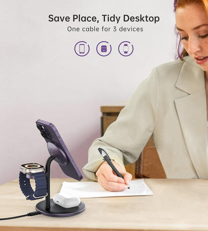 3 in 1 Magnetic Wireless Charging Station for Apple Devices,15W