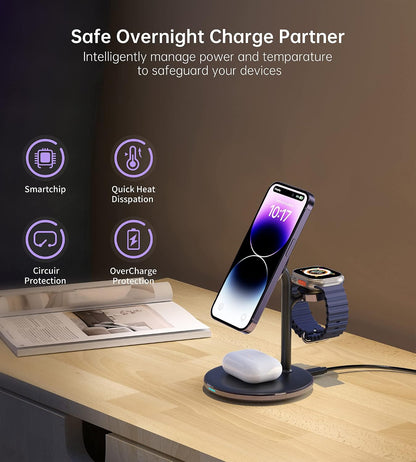 3 in 1 Magnetic Wireless Charging Station for Apple Devices,15W
