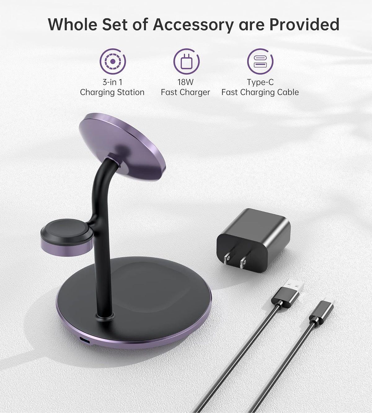 3 in 1 Magnetic Wireless Charging Station for Apple Devices,15W