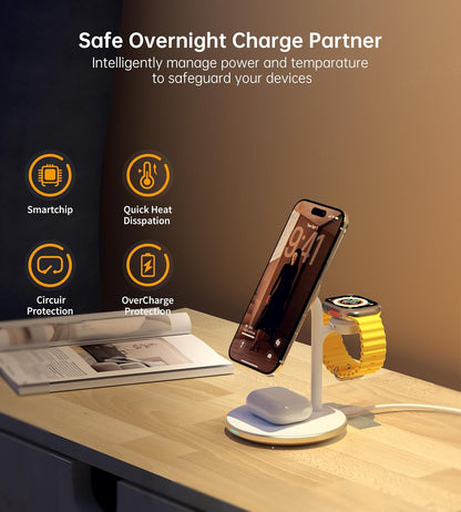 3 in 1 Magnetic Wireless Charging Station for Apple Devices,15W
