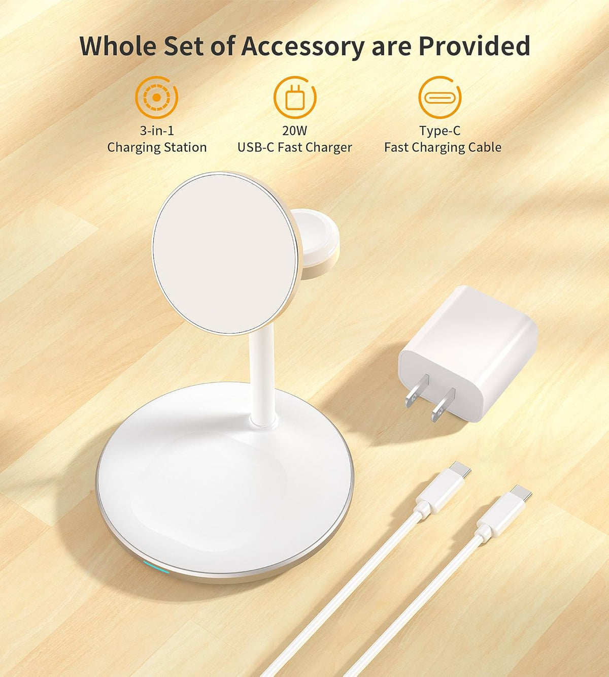 3 in 1 Magnetic Wireless Charging Station for Apple Devices,15W