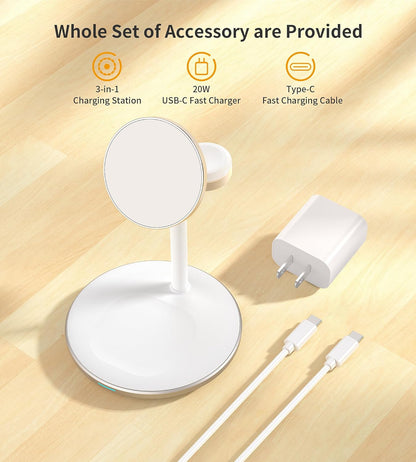 3 in 1 Magnetic Wireless Charging Station for Apple Devices,15W