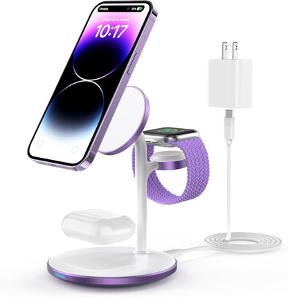 3 in 1 Magnetic Wireless Charging Station for Apple Devices,15W