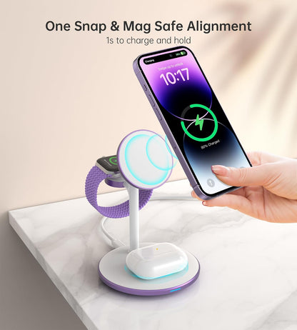 3 in 1 Magnetic Wireless Charging Station for Apple Devices,15W