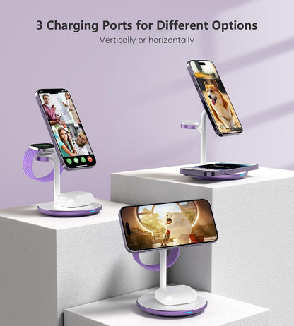 3 in 1 Magnetic Wireless Charging Station for Apple Devices,15W