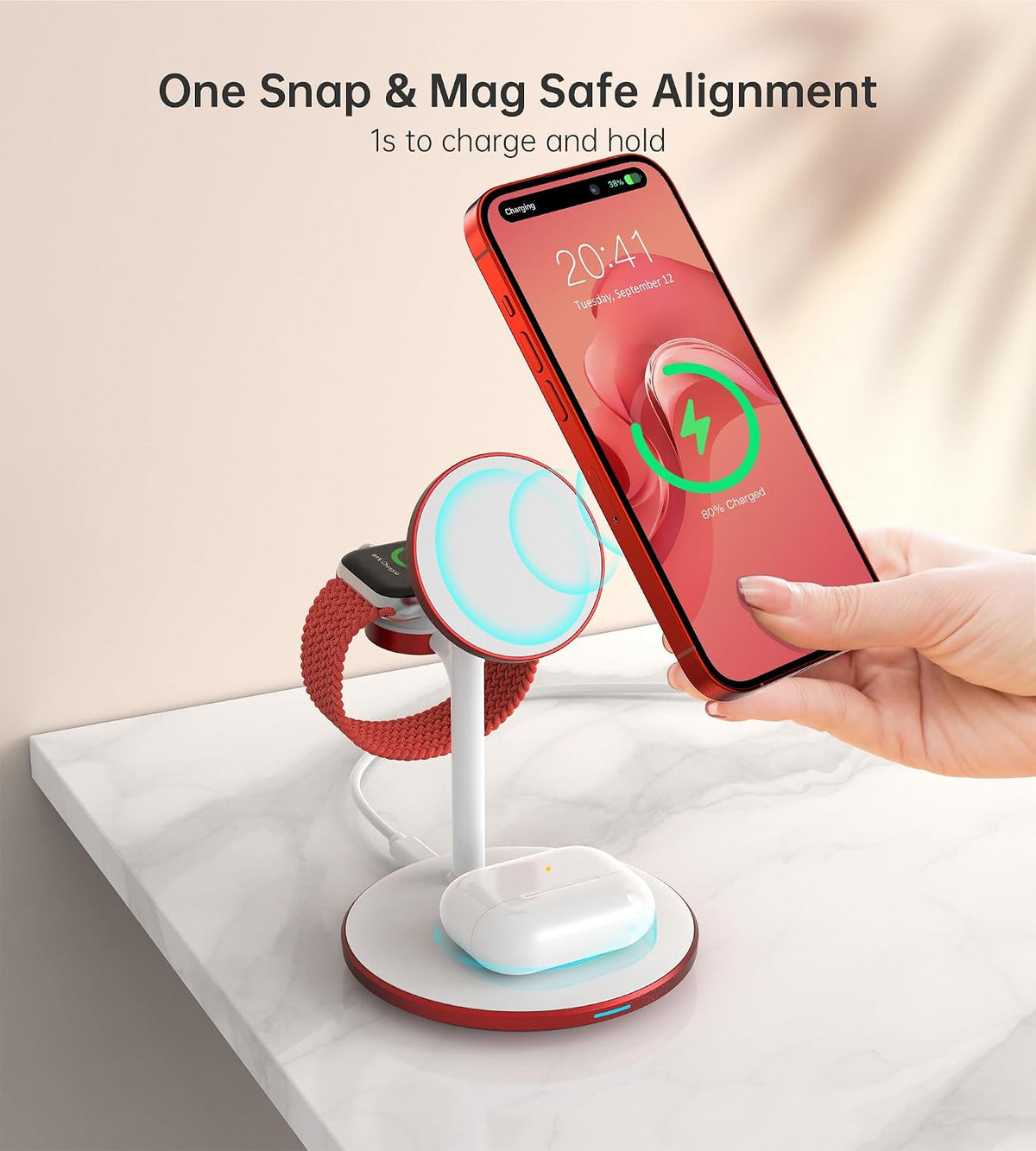 3 in 1 Magnetic Wireless Charging Station for Apple Devices,15W