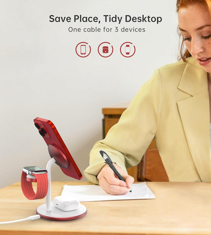 3 in 1 Magnetic Wireless Charging Station for Apple Devices,15W
