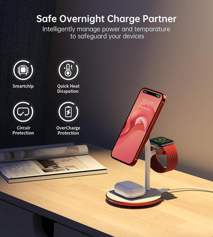 3 in 1 Magnetic Wireless Charging Station for Apple Devices,15W