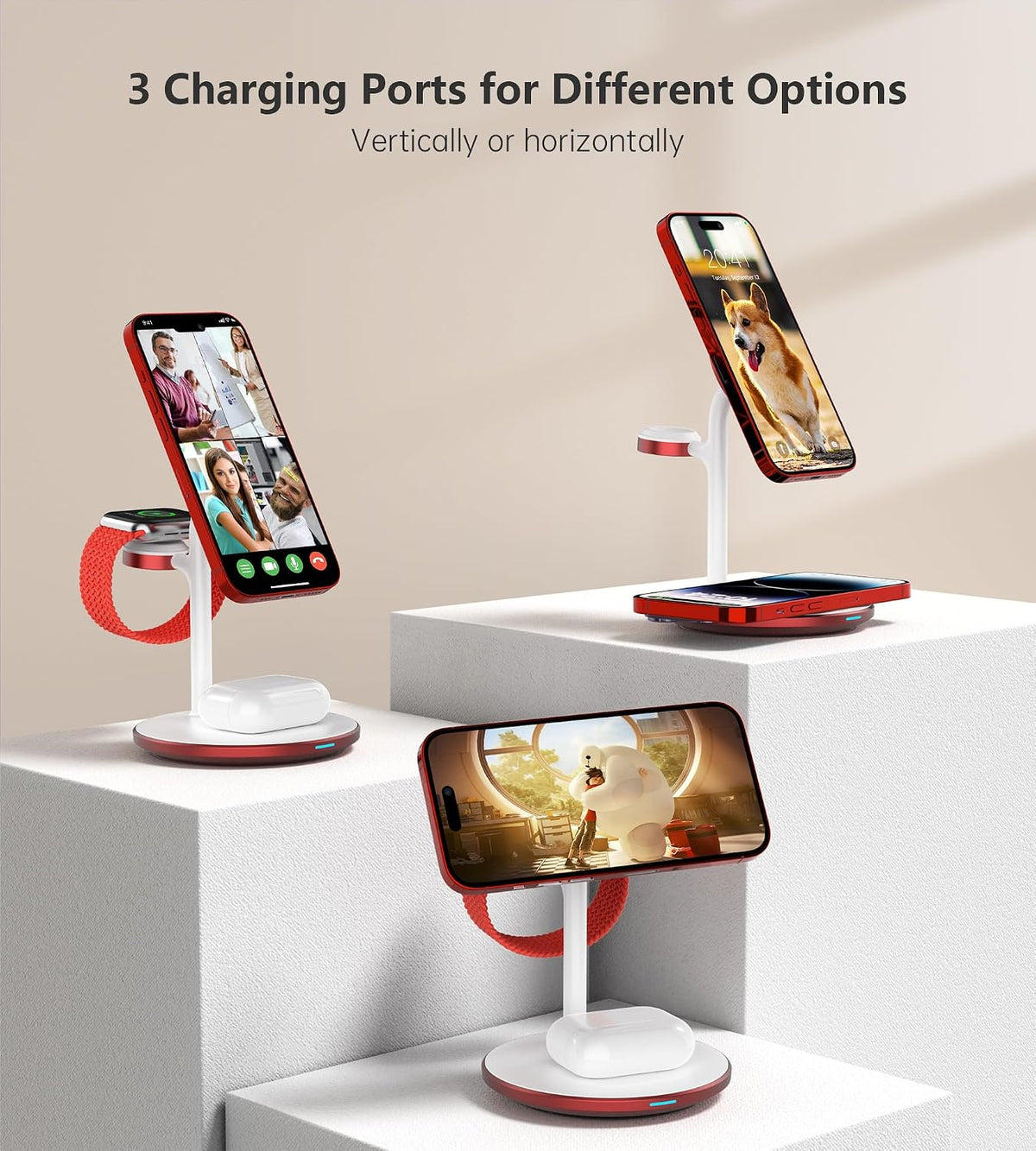 3 in 1 Magnetic Wireless Charging Station for Apple Devices,15W