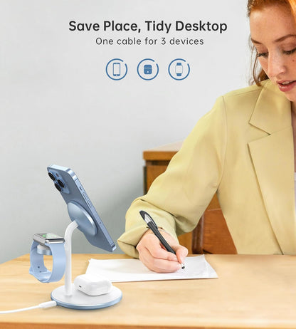 3 in 1 Magnetic Wireless Charging Station for Apple Devices,15W